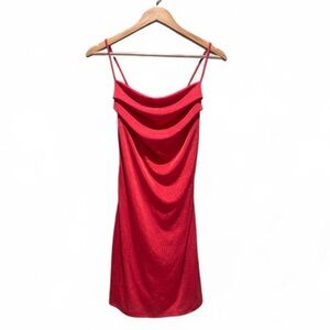 NWT 21 Saints Pink Coral‎ Shimmer Ruched Mini Bodycon Dress Size Medium